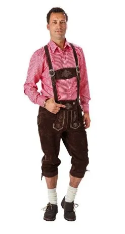 Lederen Lederhose Lang Donkerbruin