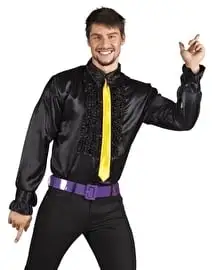 Disco Blouse Zwart Met Roezels