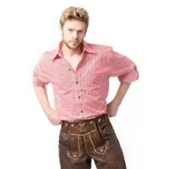 100% Katoenen Oktoberfest Overhemd Rood