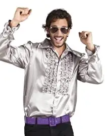 Disco Blouse Zilver Met Roezels